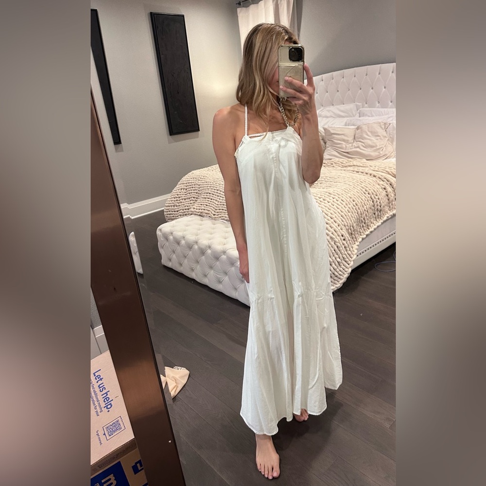 Women's White Maxi Sundress with Spaghetti Straps